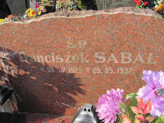 Franciszek Sabal 1925 Prabuty - Grobonet - Wyszukiwarka osób pochowanych