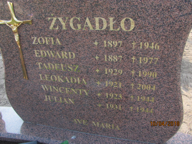 Zofia Żygadło 1897 Prabuty - Grobonet - Wyszukiwarka osób pochowanych
