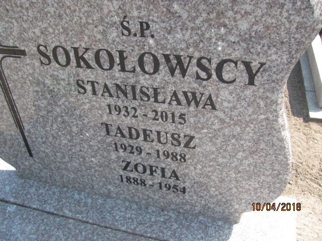 Zofia Sokołowska 1887 Prabuty - Grobonet - Wyszukiwarka osób pochowanych