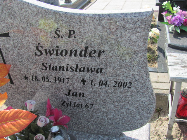 Stanisława Świonder 1917 Prabuty - Grobonet - Wyszukiwarka osób pochowanych