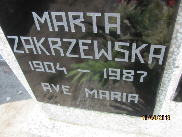 Marta Zakrzewska 1904 Prabuty - Grobonet - Wyszukiwarka osób pochowanych
